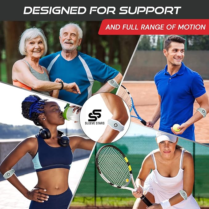 Sleeve Stars Tennis Elbow Brace for Women - Adjustable Tennis Elbow Strap, Golfers Elbow Brace for Men, Counterforce Brace for Tendonitis Relief, Fits 9"-23" (Pair/Mint Green)
