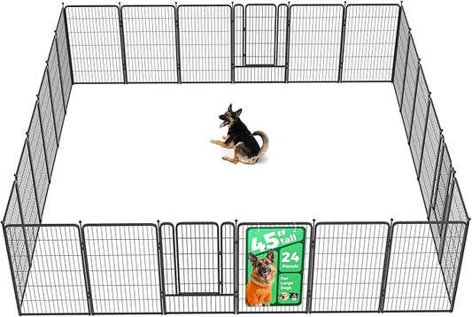 FXW Rollick Unleashed Dog Playpen for Indoor, Yard, RV Camping, 45 inch 24 Panels for Large Dogs, Black│Patented