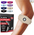 Sleeve Stars Tennis Elbow Brace for Men & Women, Tendonitis Elbow Brace & Strap Golfers Elbow Brace Counterforce Band for Tendon Pain Relief & Support for Forearm w/ 3 Straps Fits 9-23" (Single) (2, Beige, One Size)