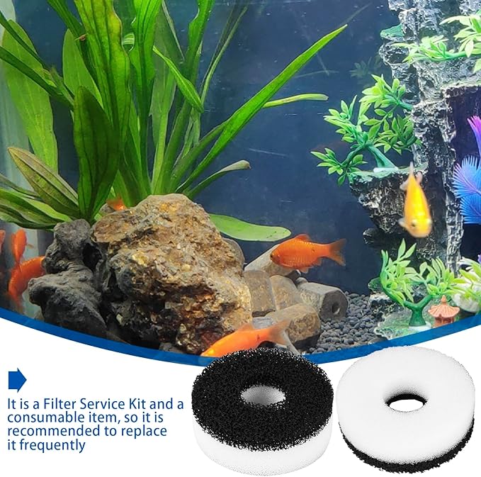 Foam and Carbon Rings Filter Replacement Compatible with Biorb Aquariums(10 carbon foams, 10 regular foams, 2 cleaning brushs and 1 piece cleaner pad)