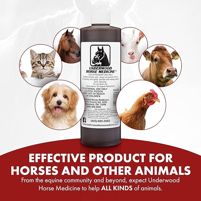 Underwood Topical Horse Care Wound Spray - 16oz Refill Horse Wound Care Horse Essentials for Quick Healing of Cuts – Horse First Aid Kit & Wound Care for Dogs – Equine First Aid Kit & Dog Wound Heal