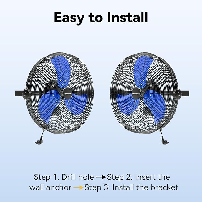 18 Inch Wall Fan Pro Series - 4900 CFM 3 Speed High Velocity Industrial Wall Mount Fans for Commercial, Residential, Warehouse, Covered Patio, Shop, Garage, Barn, Gazebo UL Safety Listed