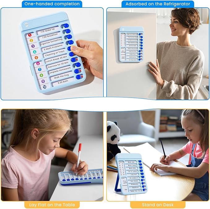 Chore Chart for Kids, Magnetic Chore Board ADHD Tools for Kids, Chore Chart for Kids Multiple Kids, Routine Chart Dry Erase Board for Kids for Habit Tracker or Daily and Weekly Checklist - Blue