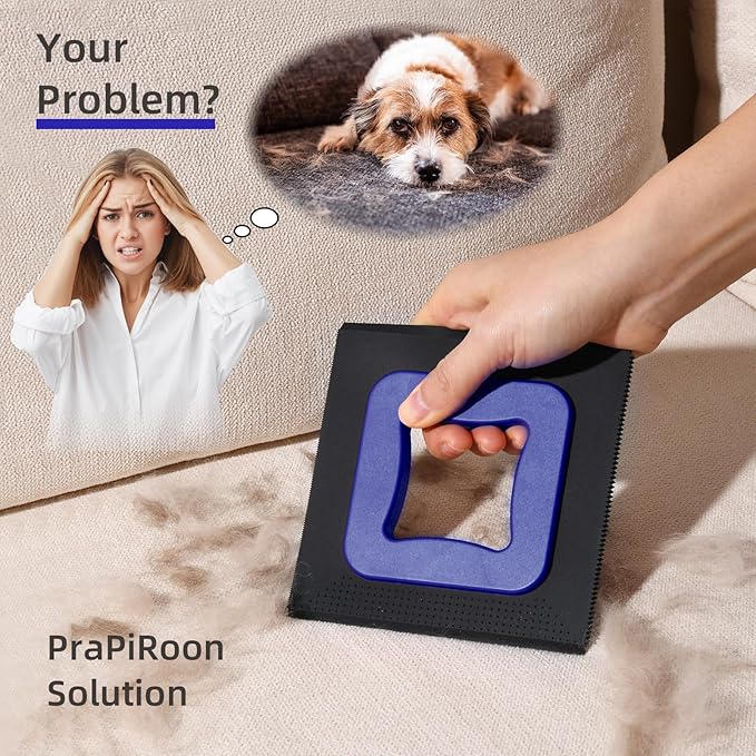 3 in 1 Mini Pet Hair Removal Tool, Dog and Cat Square Hair Remover for Car Detailing Supplies, Clothes, Couch and Carpet, Fur Cleaning Supplies for Furniture-Ergonomic and Anti-Slip, Mini Pet Supplies