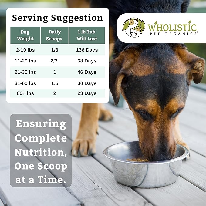 Wholistic Pet Organics Canine Complete - Dog Multivitamin Powder - 1 Lb - Daily Dog Vitamins and Supplements for Homemade Food - Immune System, Skin, Coat & Overall Health - Small and Large Breed