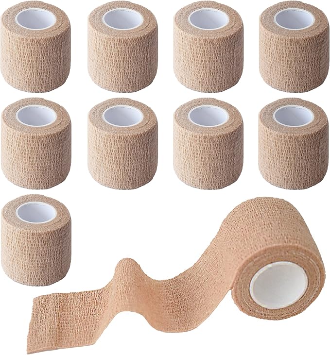 9 Pack 2" x 5 Yards Self Adhesive Bandage Wrap Self Stick Wrap for Ankle, Wrist, Finger, Sports, Breathable Cohesive Vet Tape for Pets (Skin Color)