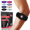 Sleeve Stars Tennis Elbow Brace for Women - Adjustable Tennis Elbow Strap, Golfers Elbow Brace for Men, Counterforce Brace for Tennis Elbow for Tendonitis Relief, Fits 9"-23" (Single/Black)