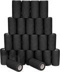 24 Pack Self Adhesive Bandage Wrap, 4” x 5 Yards Cohesive Medical Tape Elastic Grip Tape Black Sports Tape Athletic for Ankle, Wrist Sprains, Pet First Aid (Black, 4 Inch)