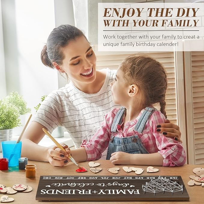Christmas Grandma Gifts for Mom from Daughter, Wood Family Birthday Reminder Calendar Board Wall Hanging DIY Birthday Tracker Plaque with 120 Tag, Best Mom Dad Grandma Gifts for Birthday Thanksgiving