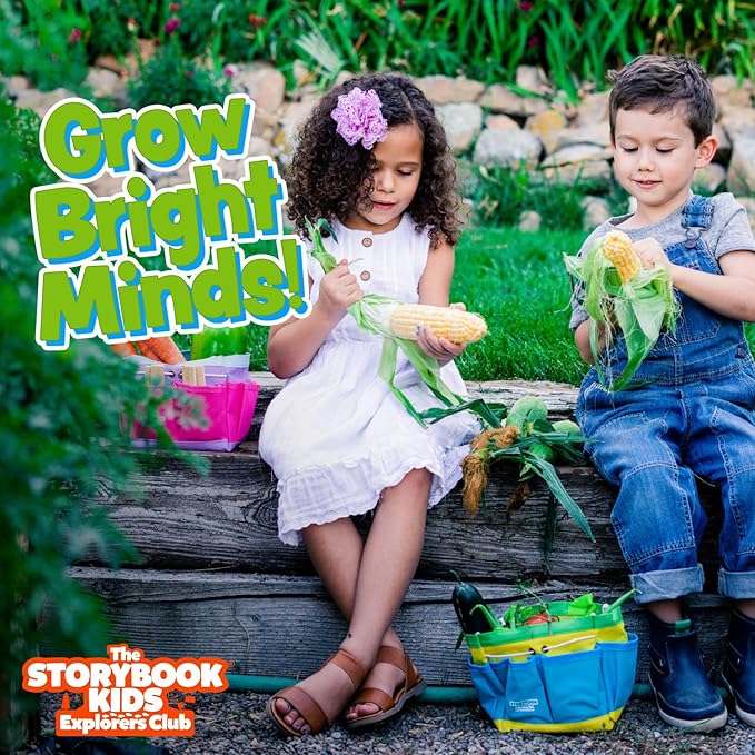 Blue Kids Gardening Tools - Includes Sturdy Tote Bag, Watering Can, Gloves, Shovels, Rake, and Delightful Children's Book - Kids Garden Tool Set -Easter Gifts for Toddler Age on up.