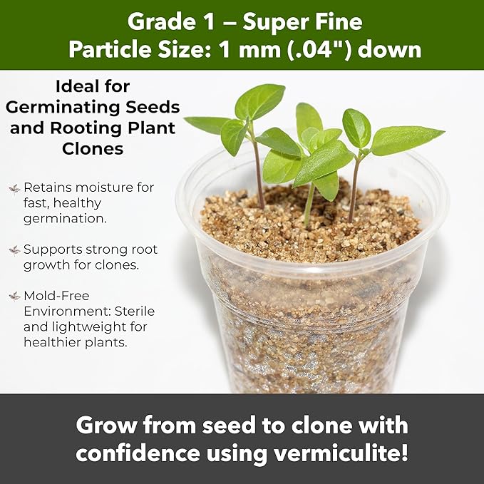 Organic Superfine Vermiculite for Indoor Gardening Plants and Mushrooms – Enhances Soil Aeration, Seed Germination, Rooting Cuttings – Small Packages and Bulk (Vermiculite Grade 1 - Superfine, 5 qt)