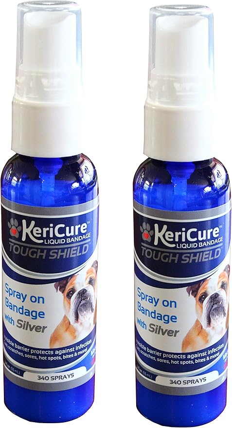 Tough Shield Silver Liquid Bandage, 2 Pack, Spray on Bandage with Silver Hydrosol for Pets and Small Animals, 2oz First Aid Sprays for Dogs, Cats - Soothes, Seals, and Protects