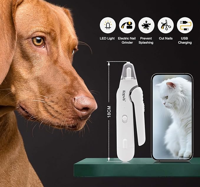 2-in-1 Dog Nail Trimmers & Dog Nail Grinder with LED Lights,Cat Nail Clipper with Guard,cat Nail Trimmer for Large Medium Small Dogs Cats Claw Trimmer Quick Sensor and Safety Guard