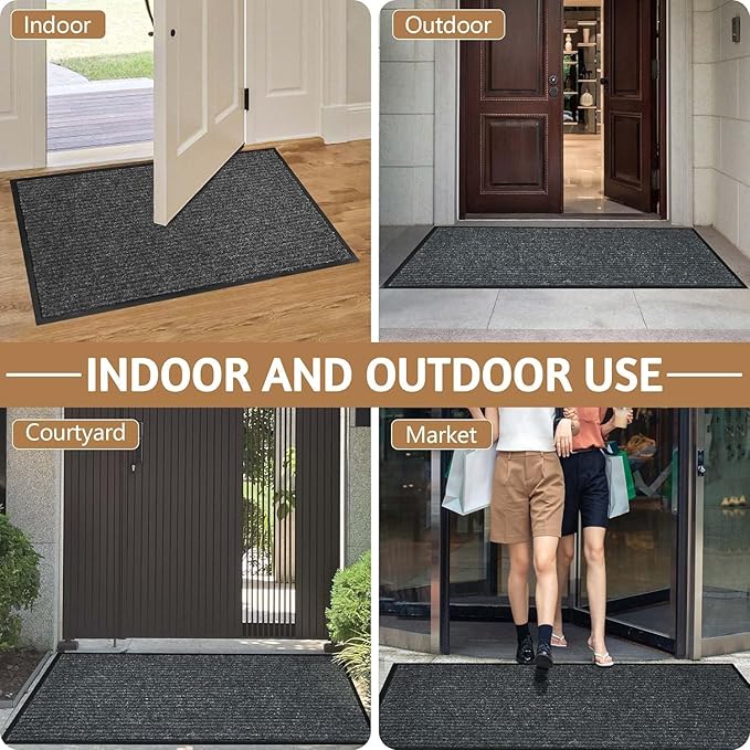 Front Door Mat Outside Entrance, 72" x 24" Sturdy Indoor Outdoor Mats for Entryway, Low Profile Welcome Doormat for Home Entrance, Non Slip Shoe Scraper Mat, Ideal for High Traffic Area