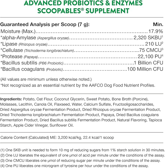 NaturVet Scoopables Advanced Probiotics for Dogs - Chewable Dog Probiotics & Digestive Enzymes - Support a Healthy Gut for Your Pet - Hickory Smoked Bacon Flavor | 11oz Bag