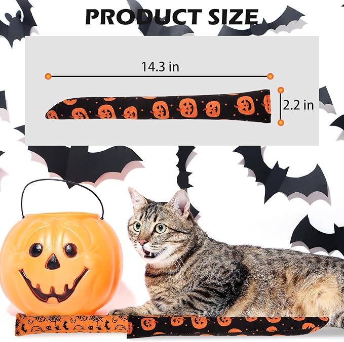 EXPAWLORER Halloween Cat Toys, 4 pcs Soft Pillow Catnip Toys with Bells Inside, Interactive Bite Resistant Fish Shape Kicker Toys for Indoor Kitten Playing