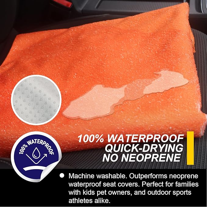 Back Seat Cover for Car Trucks Van SUV,Waterproof Rear Bench Towel Seat Covers for Dogs and Kids,Automotive Backseat Protector (Orange)