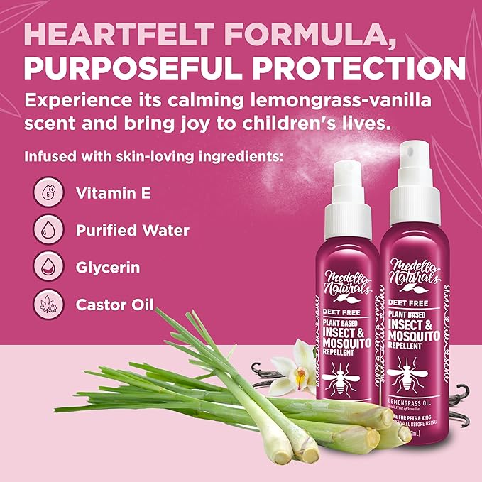 Shine Like Sable Deet-Free Insect & Mosquito Repellent 2 Pack 8oz – Kid & Pet-Safe, Pleasant Insect Repellent w/Lemongrass Oil - Insect Repellent Against Mosquitoes, Gnats, Black Flies, & No-See-ums