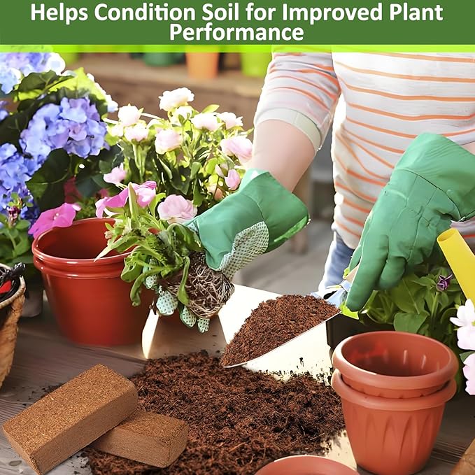 Legigo 6 Pack Premium Coco Coir Brick for Plants- 100% Organic Compressed Coconut Coir Bricks Starting Mix, Coco Coir Fiber Coconut Husk for Planting, Gardening, Potting Soil Substrate, Herbs