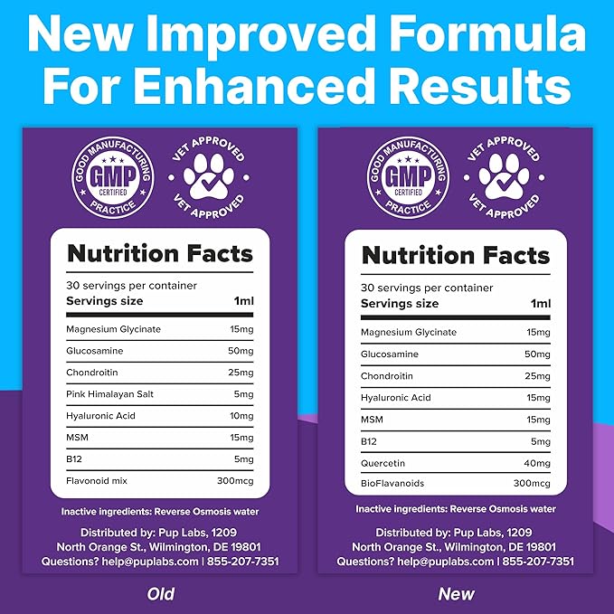 Freedom Joint Drops for Dogs with Hyaluronic Acid, MSM, Glucosamine, & Chondroitin, All Natural Liquid Joint Supplement for Dogs for Pain Relief, Mobility and Hip Support, 30 ml Dropper