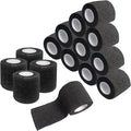 Self Adhesive Tape Wrap 15Rolls,Non-Woven Self Adherent Vet Wrap Tape,5CM x 4.5M Cohesive Bandage Tape for Wrist & Ankle,Elastic Grip Cover (Black-15ROLLS)
