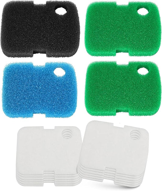 16 PCS Replacement Canister Filter Media Pad Compatible with Penn Plax Cascade 700/1000 CCF2UL/CCF3UL, Aquarium Bio Floss Pads Part, Activated Carbon Sponge Filters Pads for Fish Tank