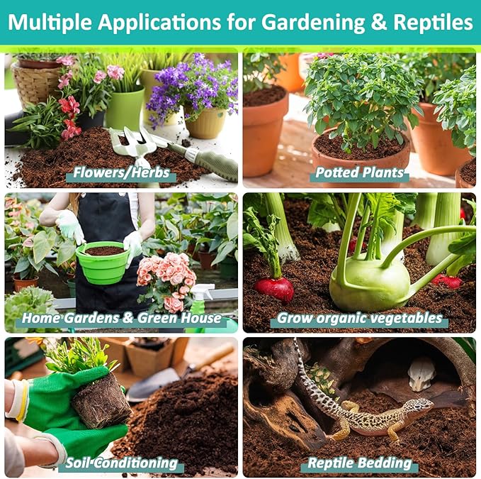 Legigo 10 Pack Premium Coco Coir Brick for Plants- 100% Organic Compressed Coconut Coir Bricks Starting Mix, Coco Coir Fiber Coconut Husk for Planting, Gardening, Potting Soil Substrate, Herbs