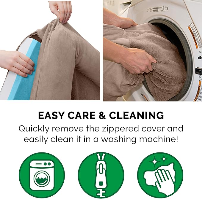 Furhaven Cooling Gel Dog Bed for Large Dogs w/ Removable Bolsters & Washable Cover, For Dogs Up to 125 lbs - Plush & Suede Sofa - Almondine, Jumbo Plus/XXL