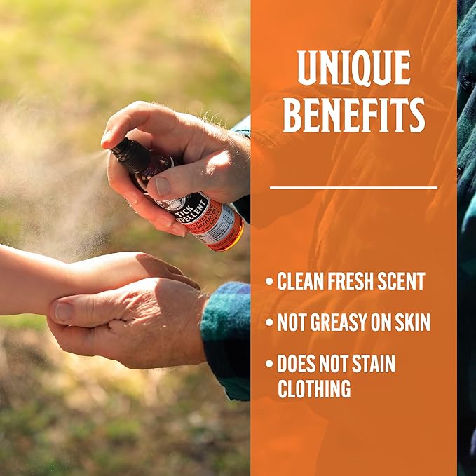 Grandpa Gus's Natural Tick Repellent Spray with Essential Oils - for Humans, DEET-Free, Up to 8 Hours of Protection, Camper Essentials, Safe Around Kids and Dogs, 4 oz (Pack of 2)
