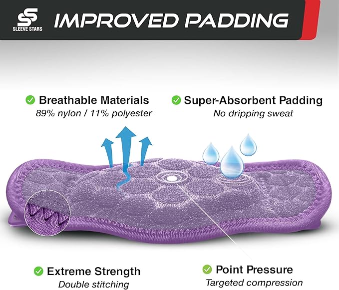 Sleeve Stars Tennis Elbow Brace for Women - Adjustable Tennis Elbow Strap, Golfers Elbow Brace for Men, Counterforce Brace for Tendonitis Relief, Fits 9"-23" (Single/Light Purple)