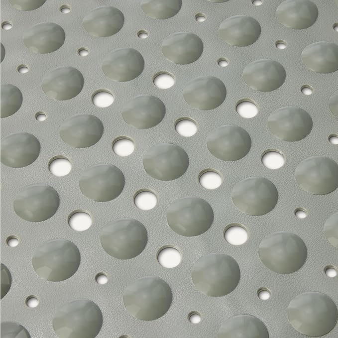 Amazon Basics Non-Slip Bath Mat with Suction Cups for Tub and Shower, 40" x 16", Grey