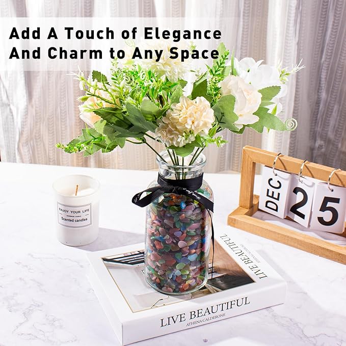 0.5 Lb/230g Multicolor Cat Eye Stones Pebbles Polished Aquarium Rocks Gravel, 7-9mm Natural Gemstones Tumbled Chips Bulk for Aquarium, Vase Fillers, Succulent Plants Decor