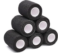 TOBWOLF 12PCS First Aid Self Adherent Bandage, 3" x5yd / 7.5cmx4.5m Cohesive Bandage Tape Wrap, Elastic Athletic Non Woven Fabric Sport Wrap for Sports, Medical - Black