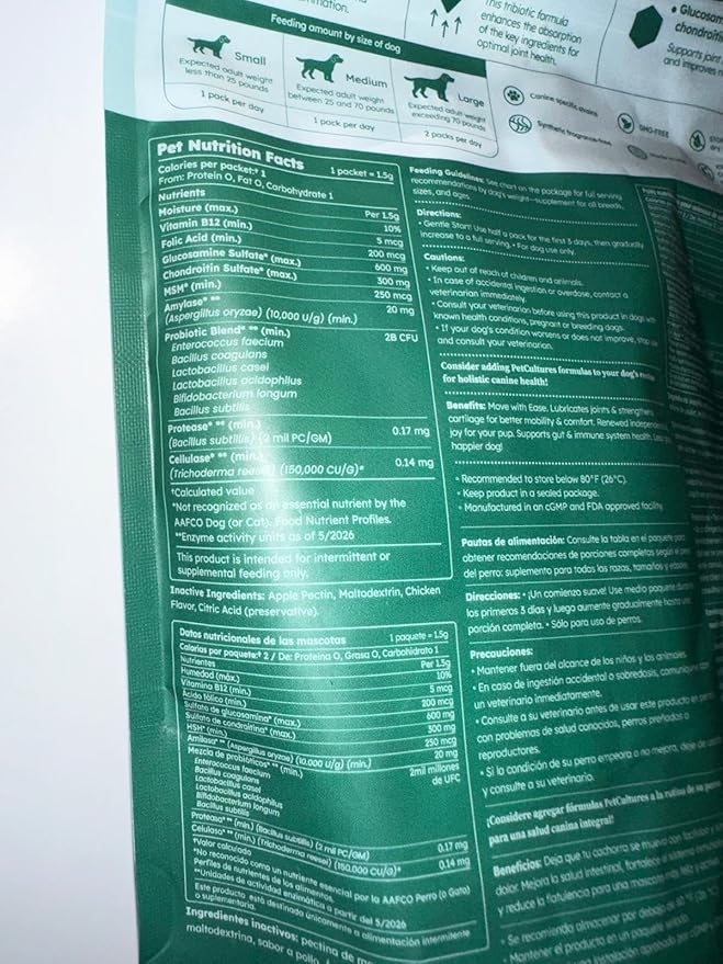 Hip and Joint Synbiotic Formula - 600mg Glucosamine, Chondroitin, MSM, and Probiotics in 30 Packs