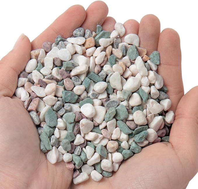 2lb Succulent and Cactus Gravel Pebbles 1/5-3/8 Inch Natural Decorative Polished Stones River Rocks for Plants, Vases, Aquariums, Terrarium and Outdoor Gardening, Mixed Color
