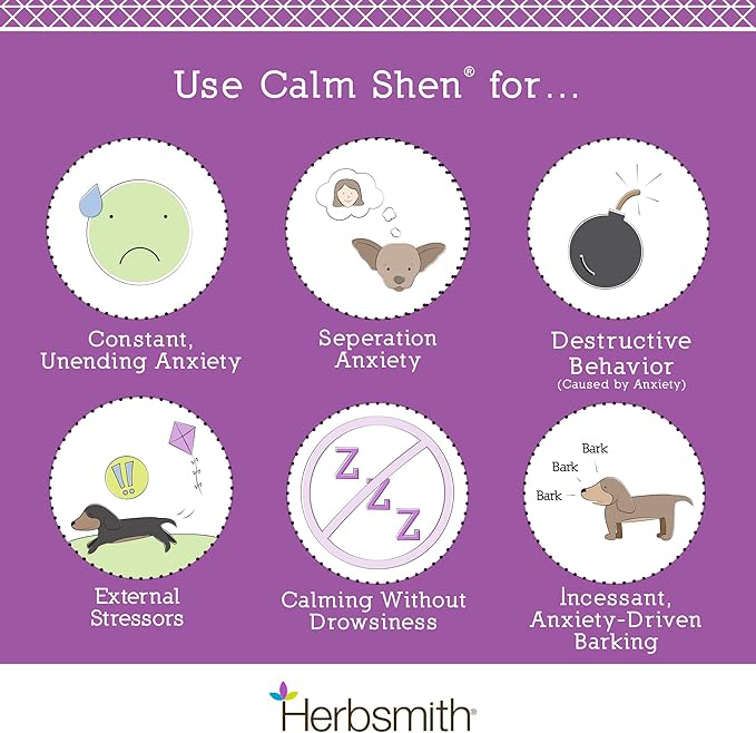 Herbsmith Calm Shen – Herbal Blend for Dogs & Cats – Natural Anxiety Remedy for Dogs & Cats – Feline and Canine Calming Supplement – 500g Powder