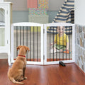 Freestanding Panel Gate for Indoor Doorways, Stairs, or Hallways, Foldable Wooden Gate for Dogs, Support Feet Included, 24" Height - 2 Panels, White