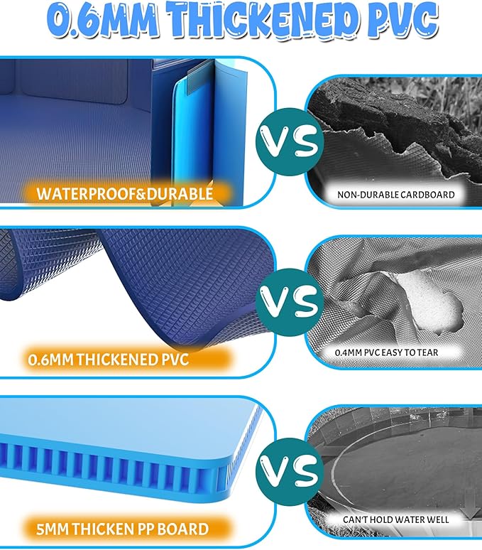 Oversize Dog Pool 75"x 16", Hyperzoo Foldable Dog Swimming Pool, Hard Plastic PVC Leakproof Doggie Wading Collapsible Pet Bathing Tub for Puppy Small Medium Large Dogs and Kids, Blue