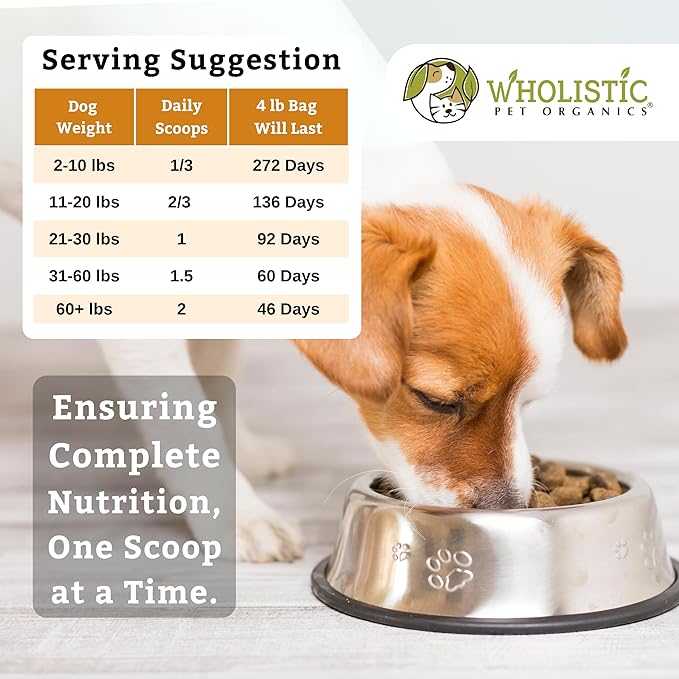 Wholistic Pet Organics Canine Complete - Dog Multivitamin Powder - 4 Lb - Daily Dog Vitamins and Supplements for Homemade Food - Immune System, Skin, Coat & Overall Health - Small and Large Breed