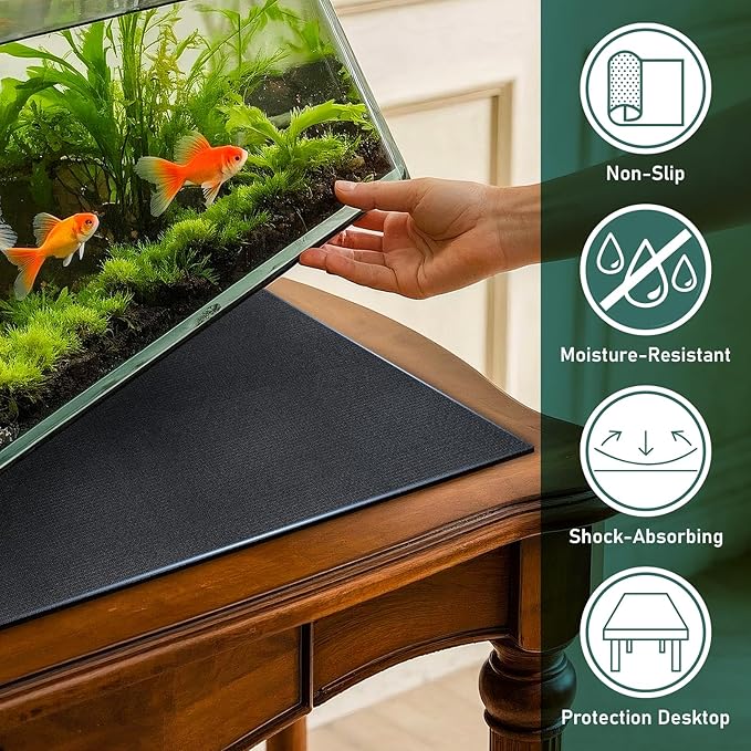 15 x 30 x 0.2 Inches Aquarium Leveling Mat 2PCS/Set Neoprene Non-Slip Shockproof Fish Tank Pad Waterproof Textured Surface for Uneven Surfaces Durable Fish Tank Mat with Easy-Cut Edges