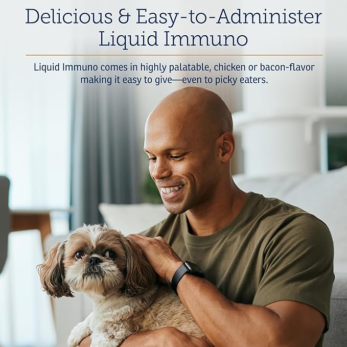 Rx Vitamins Liquid Immuno - with L-Lysine for Cats and Dog Health - Reishi Mushroom Supplement for Dogs & Cat Immune Support - Vitamins for Dogs and Dog Eye Supplements with Lutein - Chicken (2oz)