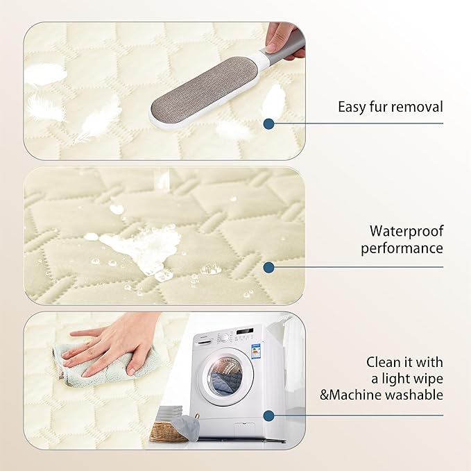 gogobunny 100% Double-Sided Waterproof Dog Bed Cover Pet Blanket Sofa Couch Furniture Protector for Puppy Large Dog Cat, Reversible (30x90 Inch (Pack of 1), Dark Cream/Light Cream)