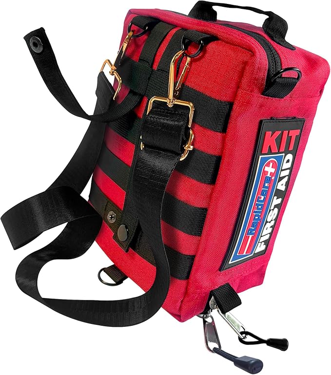 Rapid Care First Aid Kit – 300+ Piece Emergency Medical Kit with Bonus 95-Piece Travel Pack – Outdoor, Workplace, and Home Use – Color Coded & Labeled for Quick Access