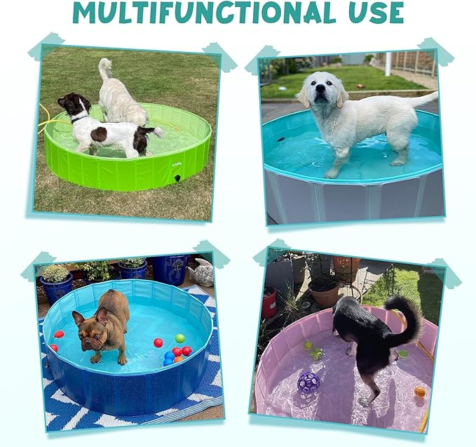 Furrybaby Foldable Dog Pool, Kiddie Pool Hard Plastic, Collapsible Pet Bath Portable Dog Swimming Pool for Pet, Dogs and Cats Grey 32''