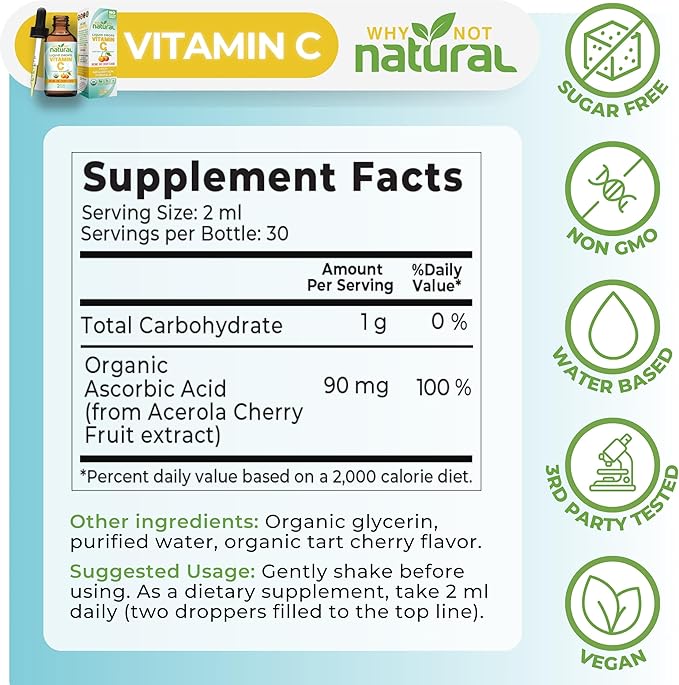 Why Not Natural Organic Liquid Vitamin C Drops Supplement