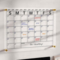 Wall Calendar (Not Magnetic), Clear Acrylic Monthly Planner White Board Dry Erase Whiteboard, w/ 8 Colors Markers, 15"x11"
