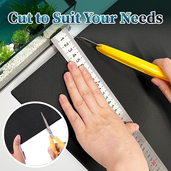 15 x 30 x 0.2 Inches Aquarium Leveling Mat 2PCS/Set Neoprene Non-Slip Shockproof Fish Tank Pad Waterproof Textured Surface for Uneven Surfaces Durable Fish Tank Mat with Easy-Cut Edges