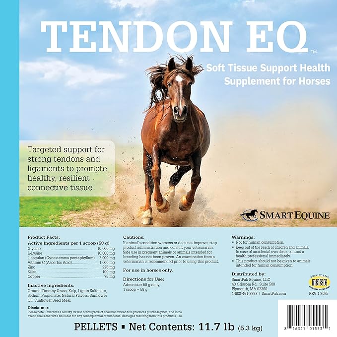 Uckele by SmartEquine Tendon EQ Pellets | Horse Muscle and Ligament Supplement for Horses | Encourages Resilient Tendons | Includes Glycine, Copper, Zinc, and More | 11.7 lb Bag