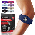 Sleeve Stars Tennis Elbow Brace for Women - Adjustable Tennis Elbow Strap, Golfers Elbow Brace for Men, Counterforce Brace for Tendonitis Relief, Fits 9"-23" (Single/Navy Blue)