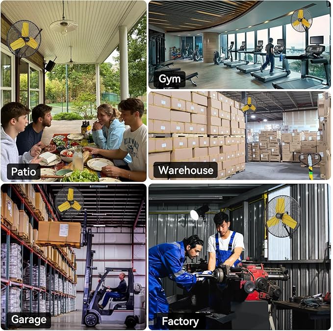 24 Inch 9500 CFM Waterproof Wall Fan Pro Series - Outdoor High Velocity Wall Mount Fan with Enclosed Motor for Residential, Warehouse, Patio, Shop, Garage, Barn UL Safety Listed